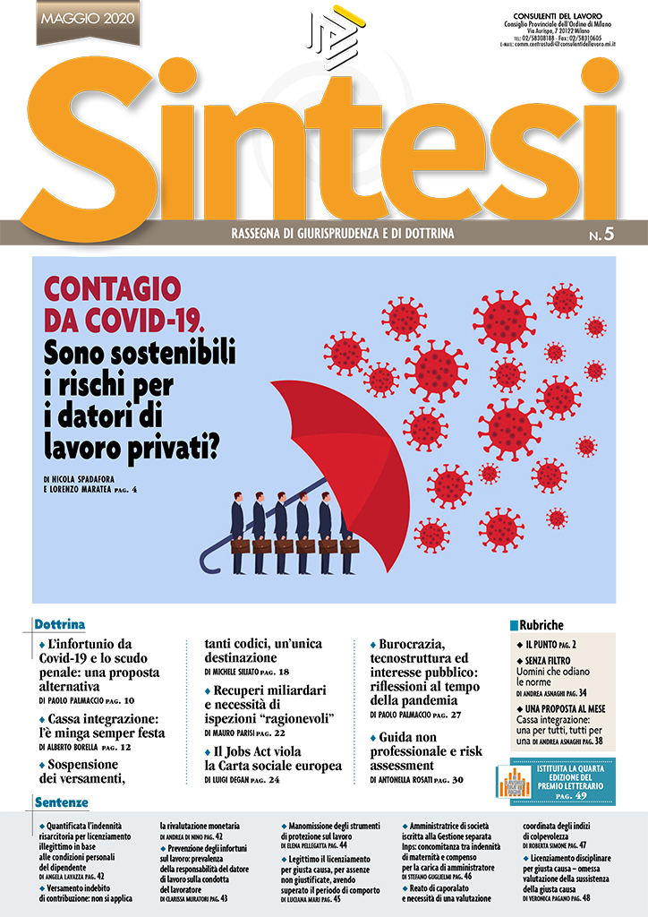 Copertina della Rivista Sintesi - Maggio 2020