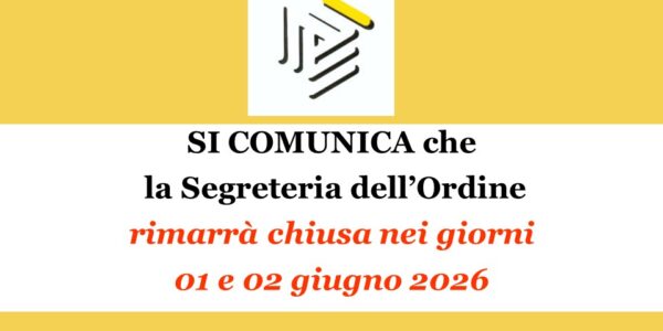 Chiusura Segreteria Ordine Consulenti