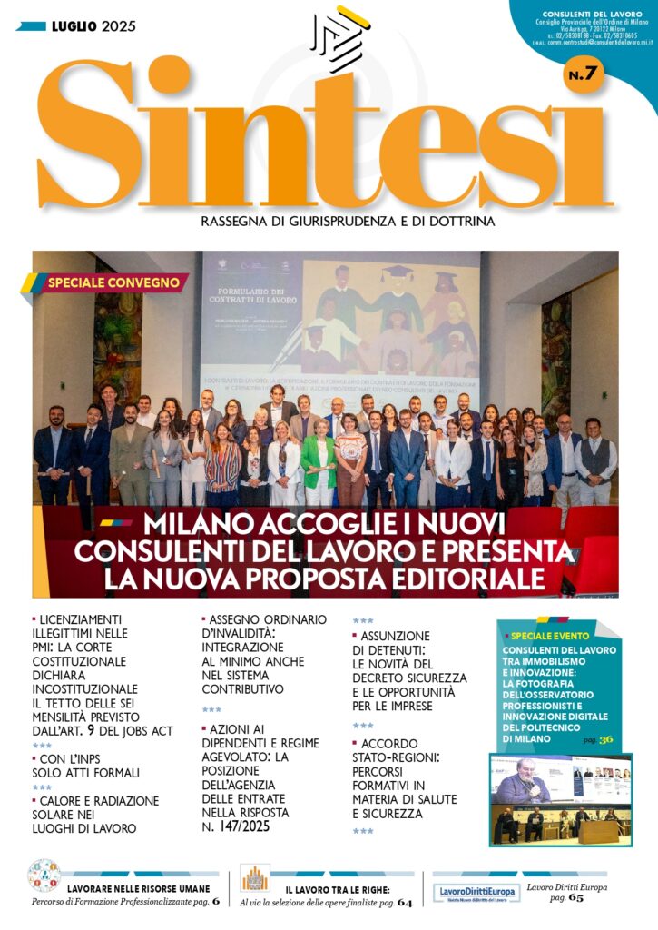 Copertina della Rivista Sintesi - Luglio 2025