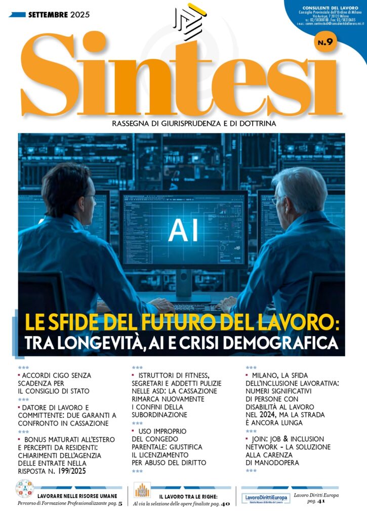 Copertina della Rivista Sintesi - Settembre 2025