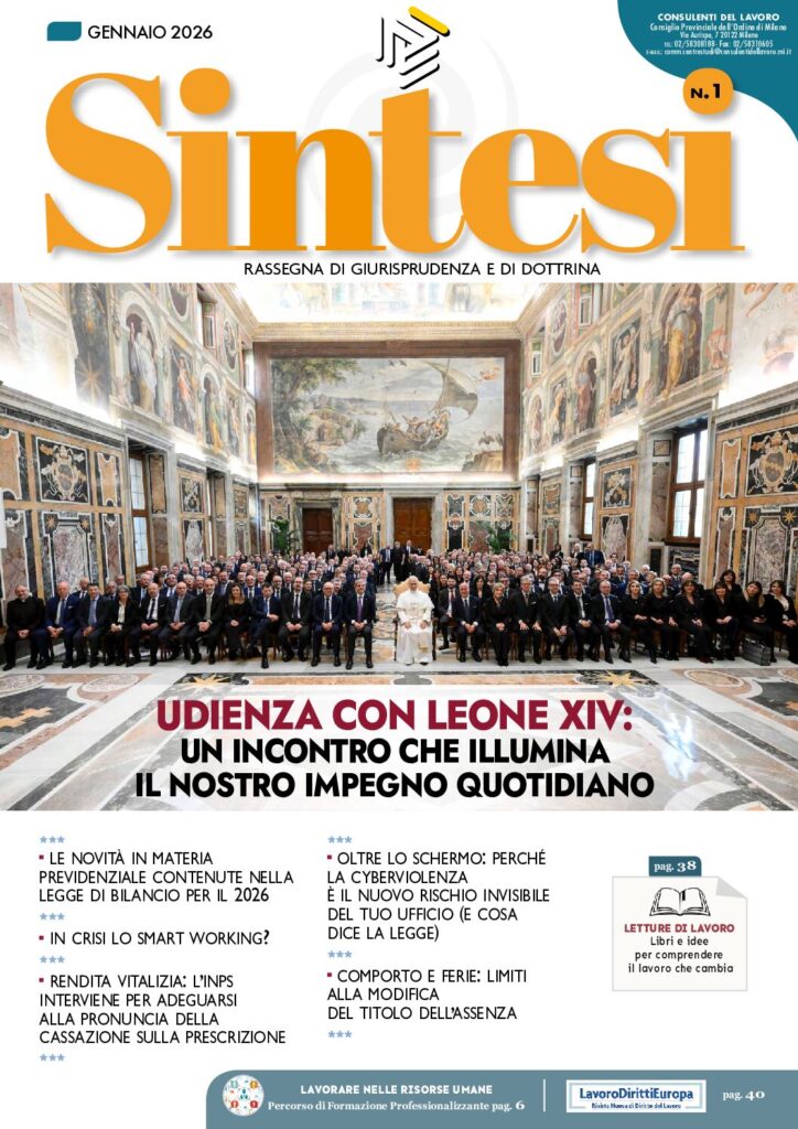 Copertina della Rivista Sintesi - Gennaio 2026