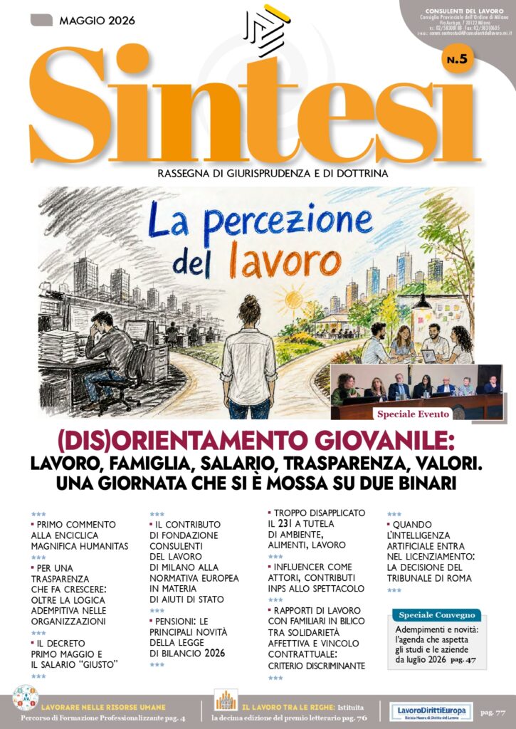 Copertina della Rivista Sintesi - Maggio 2026