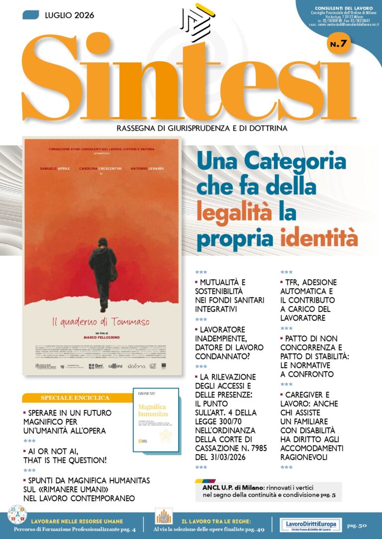 Copertina Rivista sintesi - Luglio 2026